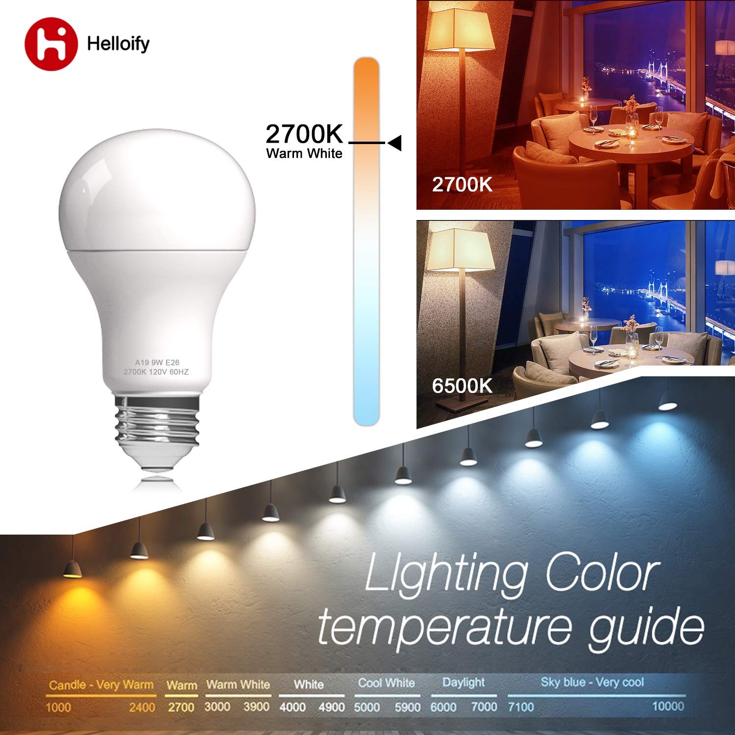 9W LED Light Bulb 806 Lumens 2700K Soft White E26 Base Energy Saving 6 Pack gallery