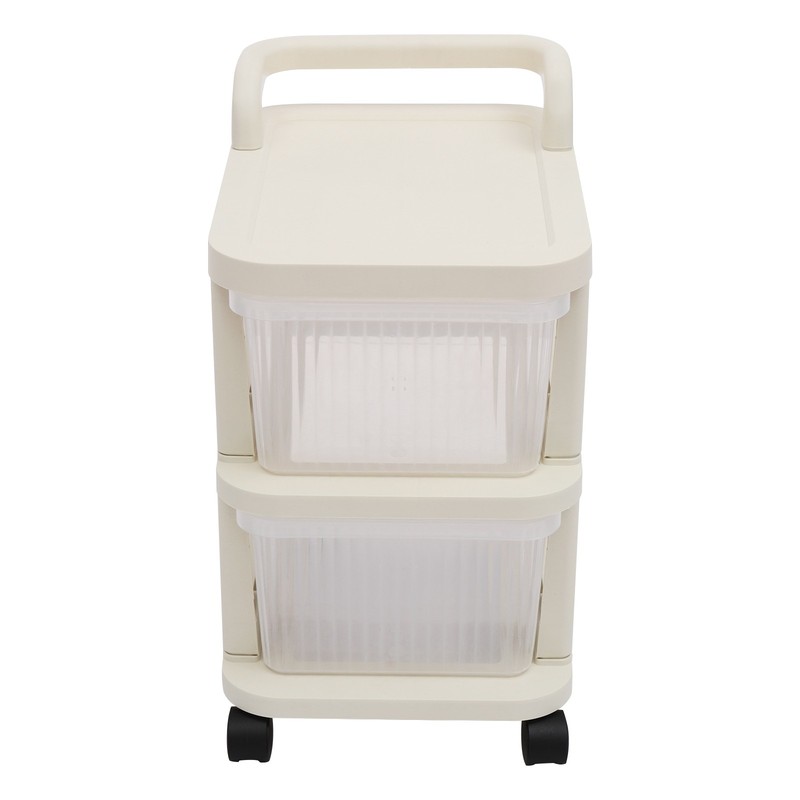 2-Drawer Plastic Rolling Storage Cart With Handle & 4 Wheels (2 Brakes) gallery