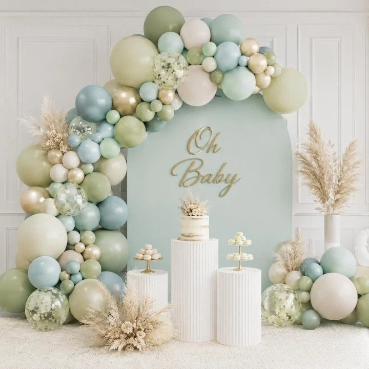 141pcs Sage Green Balloon Arch Kit, Dusty Blue Balloon Arch Kit with Gold White gallery