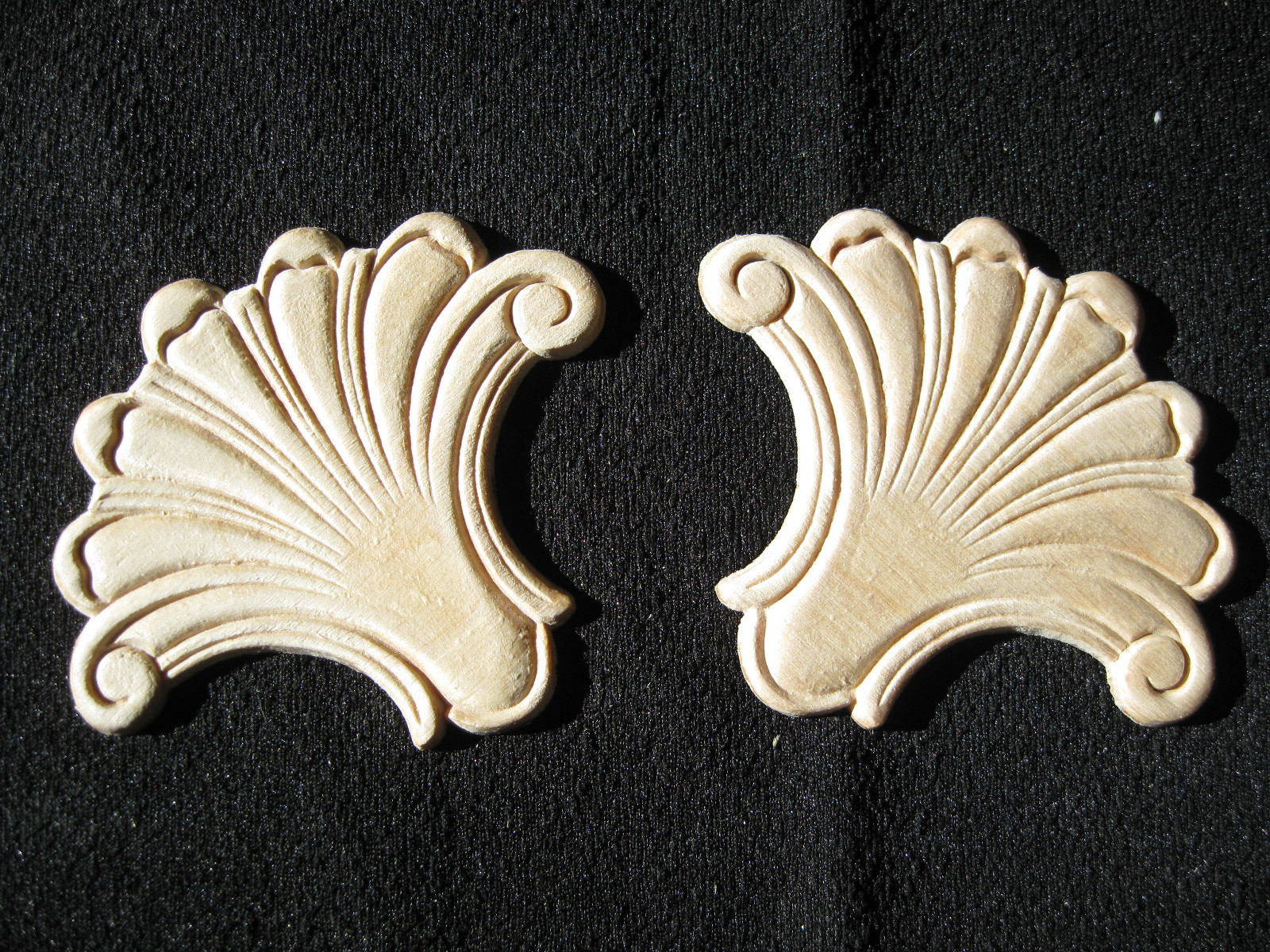 100 Embossed Scalloped Design Wood White Birch Appliques - ONLAY - 3" x 3.5" gallery
