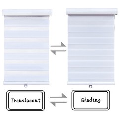 HTTMT- Zebra Roller Blinds [(W)69“ x (H)72”] White, Cordless, Dual Layer Shades,