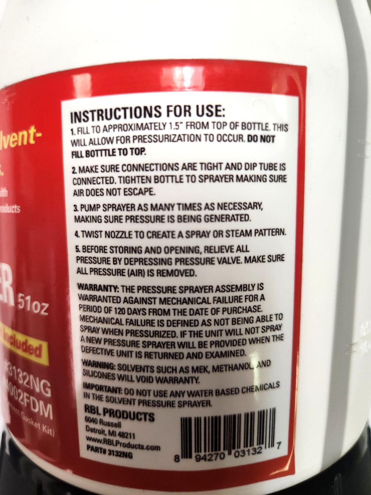 Heavy Duty Pressure Sprayer with Adjustable Nozzle, 1,5 L (51 oz.) 45 PSI max gallery