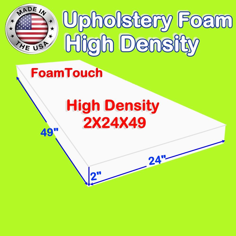 High Density #FoamTouch Upholstery Foam size 2" x 24" x 49" Custom Cut gallery