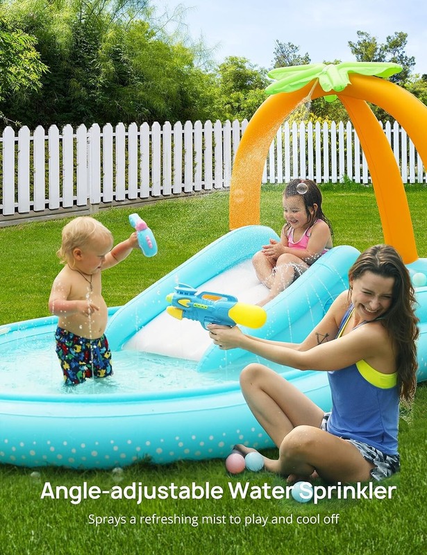 Evajoy Kiddie Pool Inflatable Play Center Kids Pool W/ Slide Water Sprayers NEW gallery