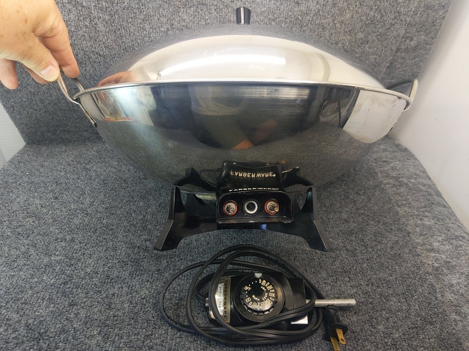 Farberware Electric Wok Model 303 14" Pan Fryer Cooker Cord Control Works Tested gallery