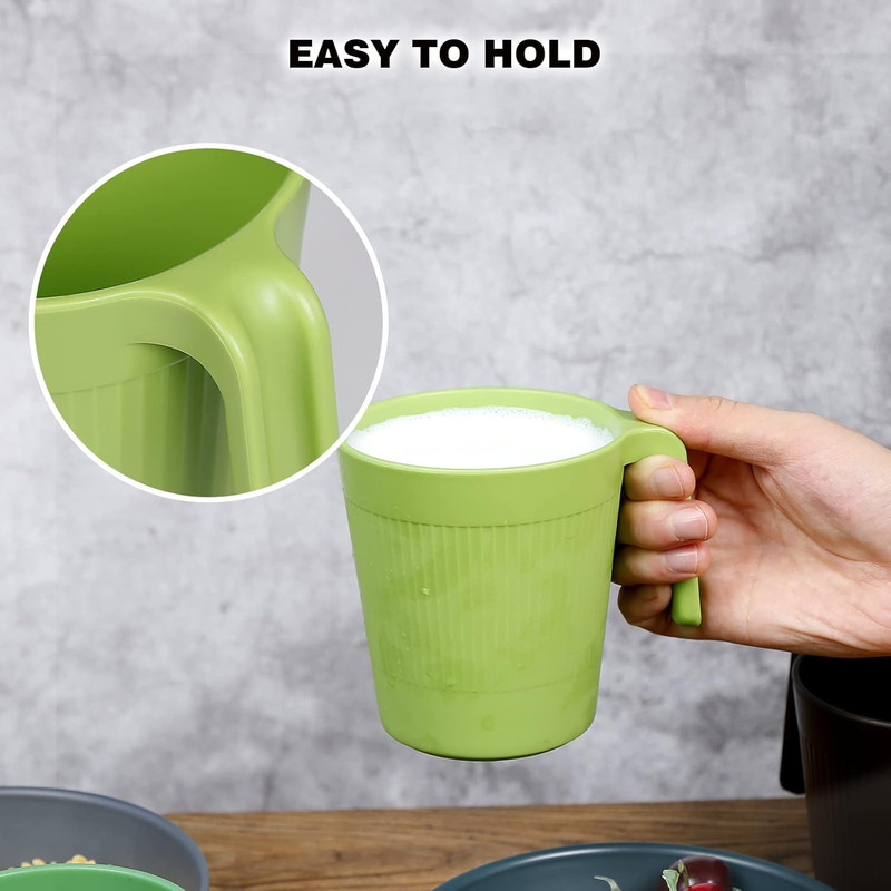 8 Plastic Stackable Coffee Mugs with Handles,Unbreakable Drinking Glasses,16.9oz gallery