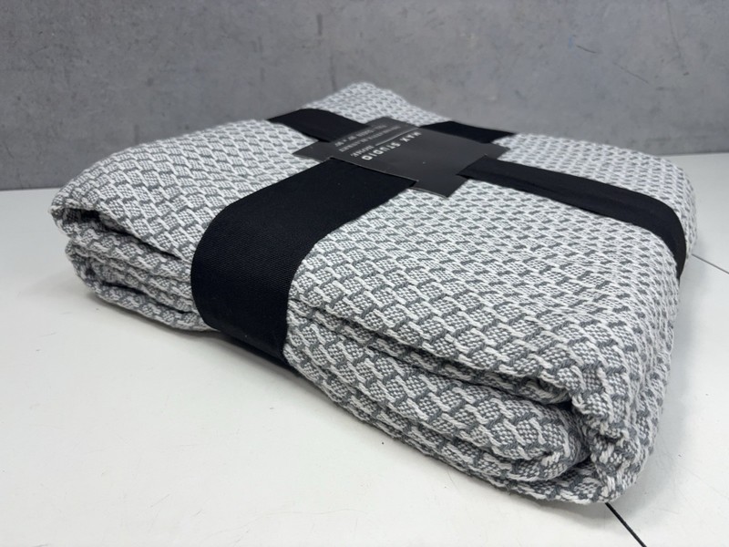 Max Studio Home Decorative Blanket Full Queen 90x90 Grey White Woven NWT gallery