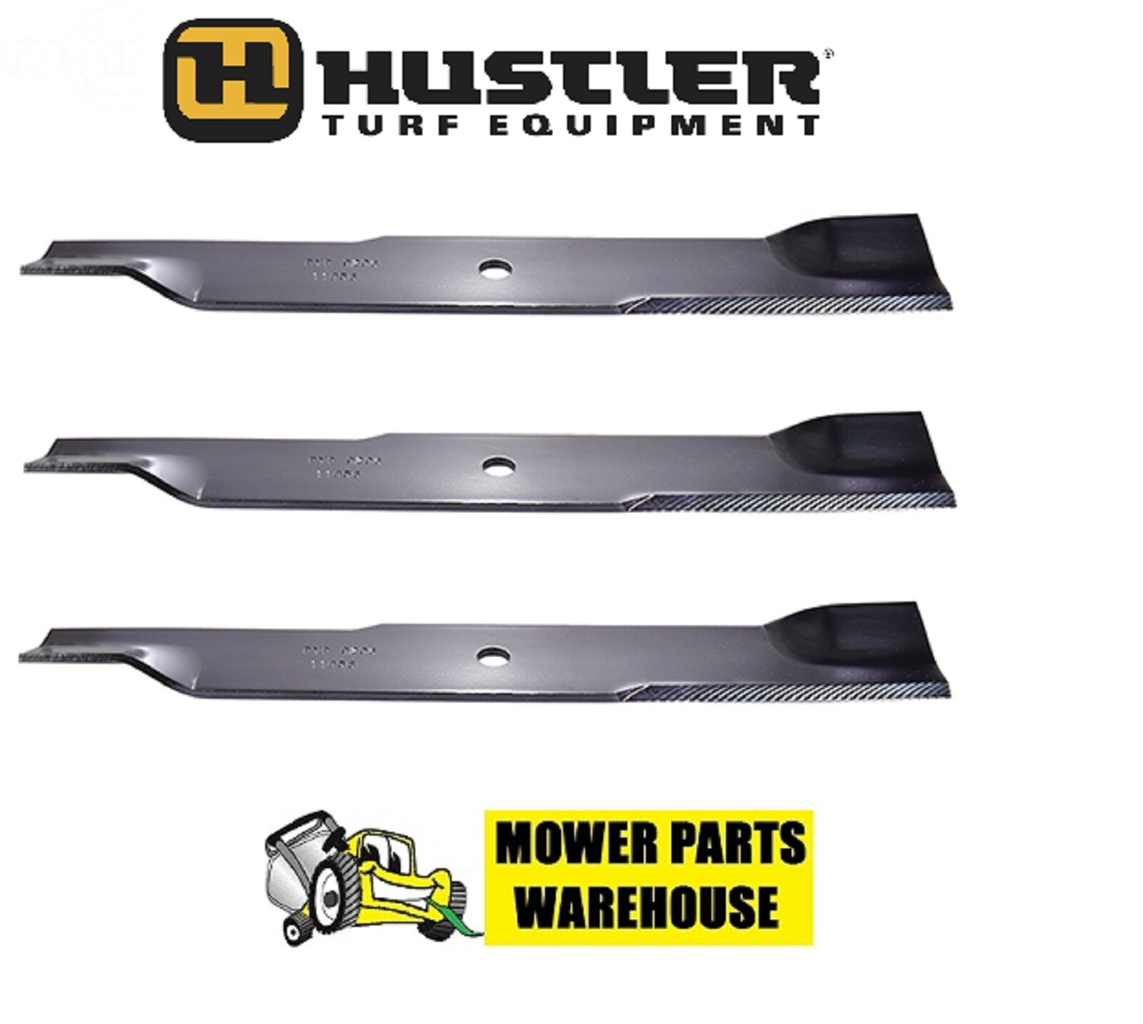 3 REPLACEMENT HUSTLER MOWER BLADES 54" CUT XR-7 Z & SUPER Z 797696 601124 gallery