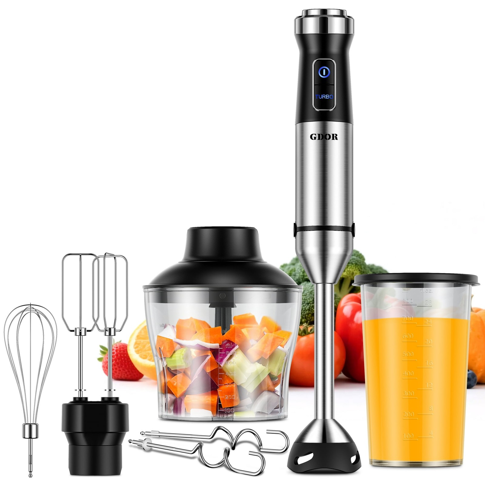 1000W Handheld Hand Blender 6-in-1 Immersion with Chopper, Whisk and Frother gallery