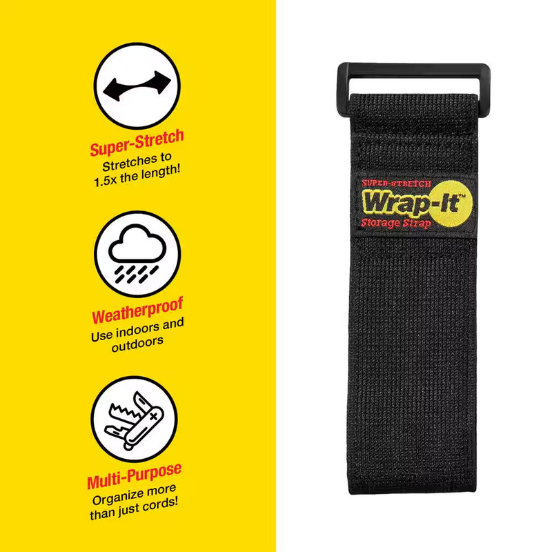 Super-Stretch Storage Strap Elastic All-Purpose Hook and Loop Cinch Strap in Bla gallery
