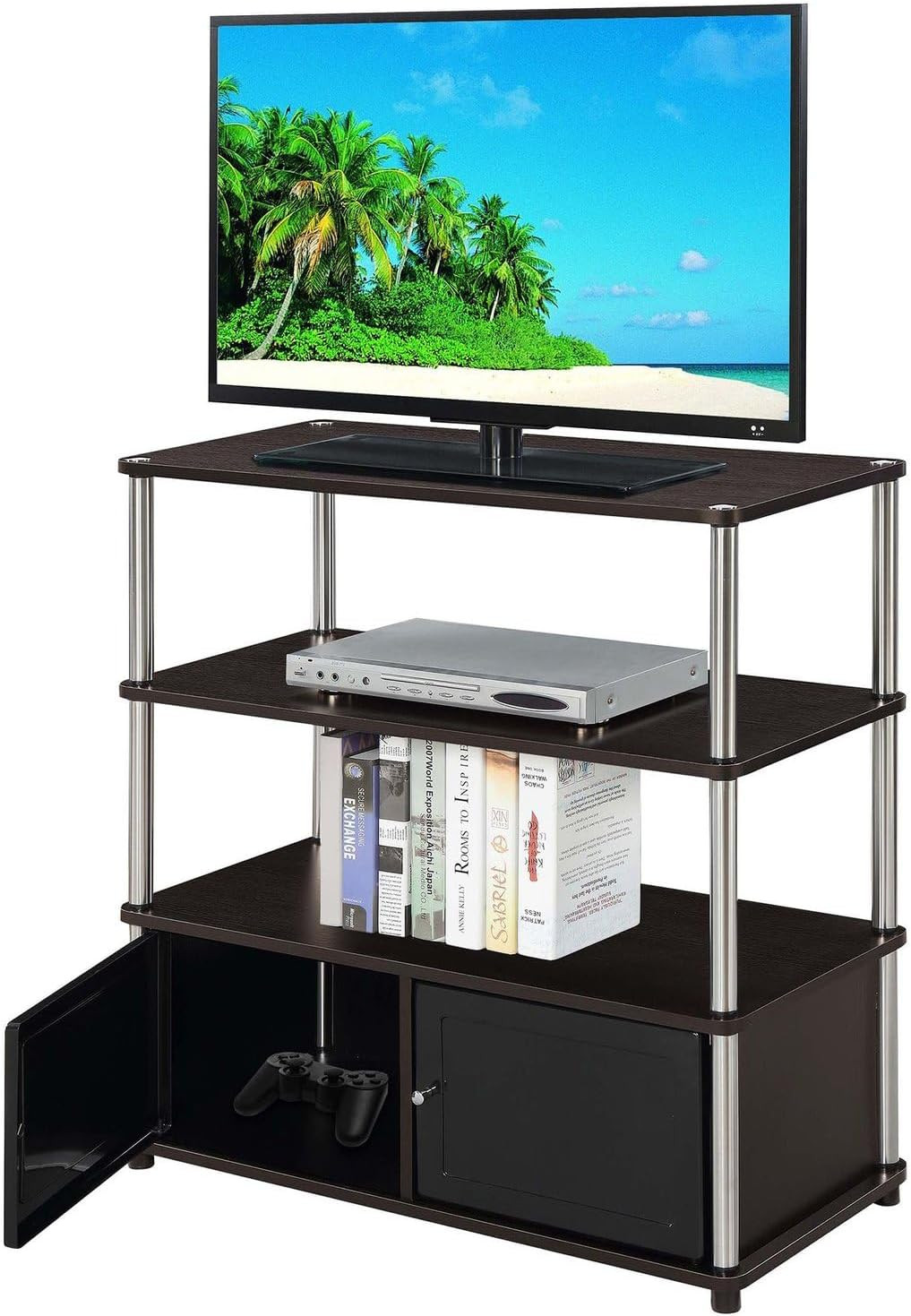 Designs2Go Highboy TV Stand with Storage Cabinets and Shelves for Tvs up to 40 I gallery
