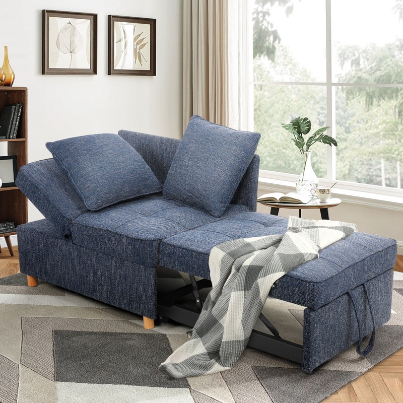 71" 4 in 1 Convertible Sleeper Sofa Bed Linen Loveseat Pull Out Sofa Bed Couch gallery