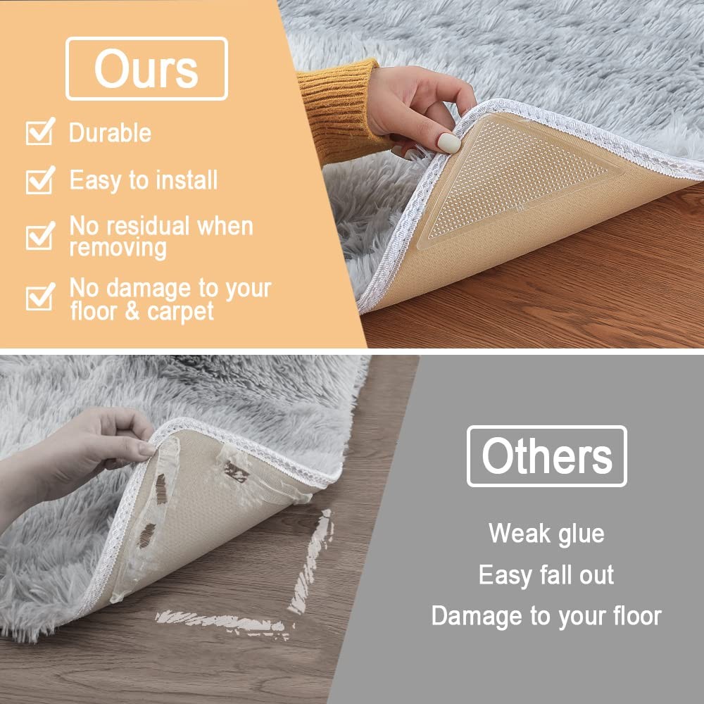 Rug Pad, Triangle Anti Slip and Non Curling Keep 3 x 6 inches, Clear gallery