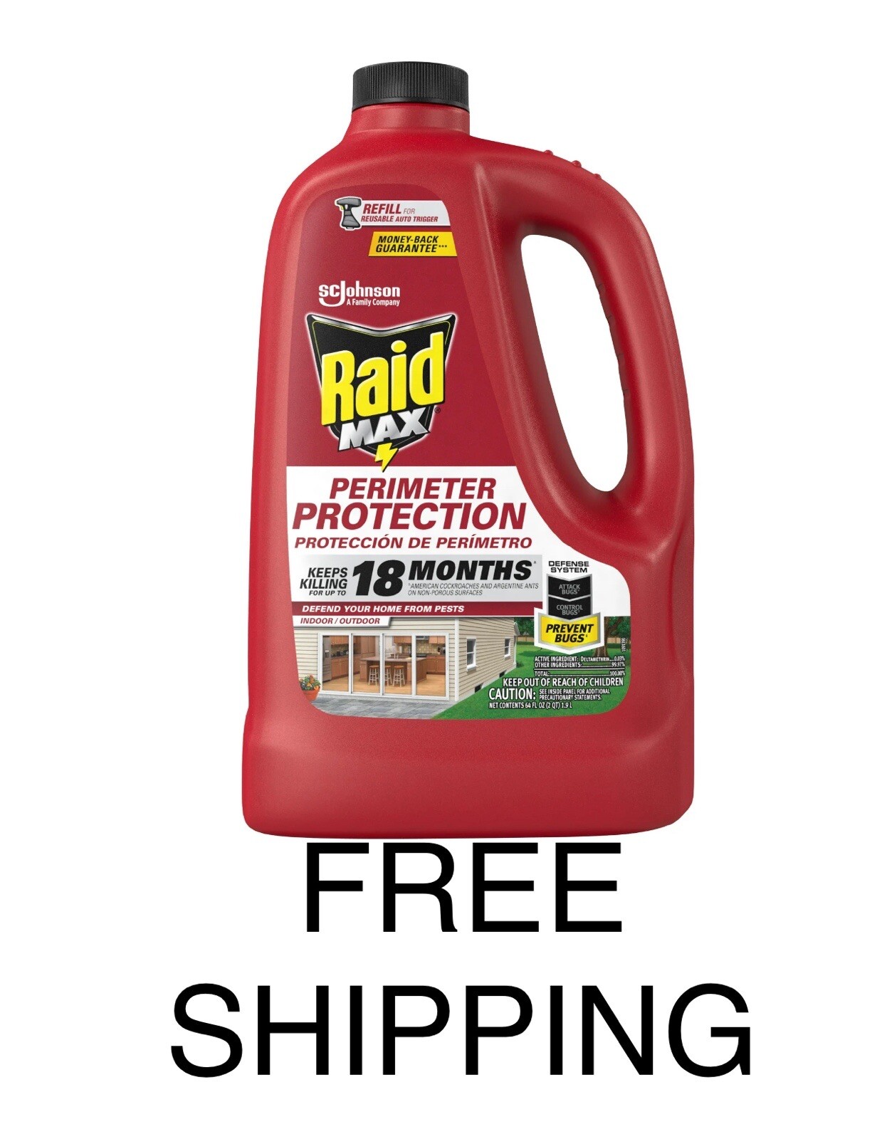 Raid MAX Perimeter Protection Bug Killer, Auto Trigger Refill, 64 oz gallery
