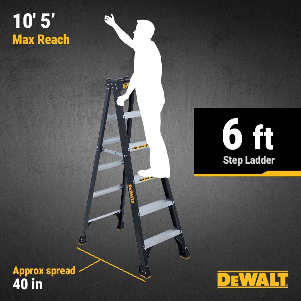 Stepladder 6 300lb Type IA Fiberglass Black DeWalt DXL3010-06 Rated gallery