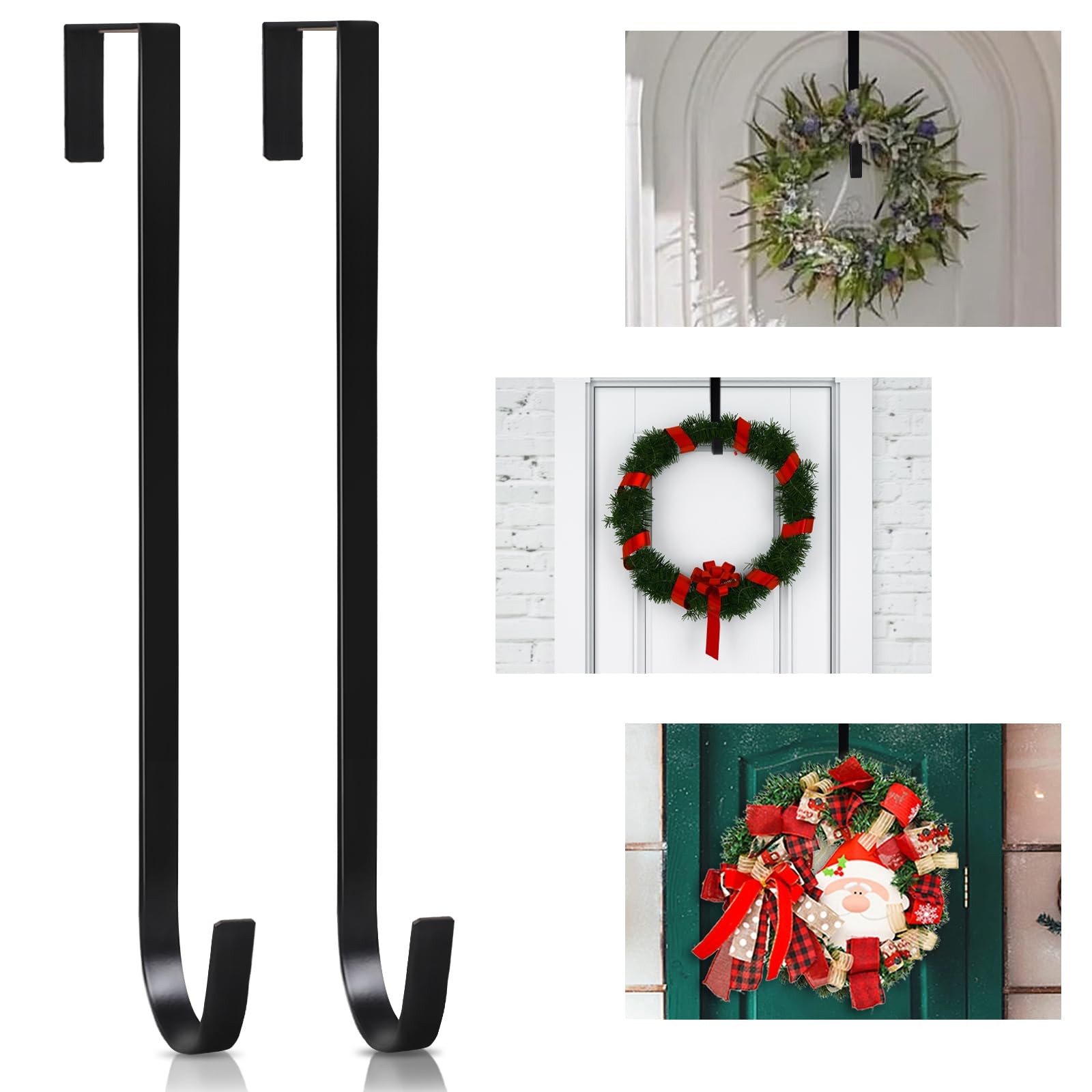 PECULA 2 Pack 14' Wreath Hangers for Front Door, Wreath Hanger 40lb Load-Bear... gallery