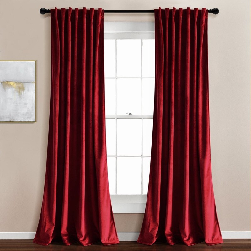 Prima Velvet Solid Back Tab Rod Pocket Light Filtering Window Curtain Panel Set gallery