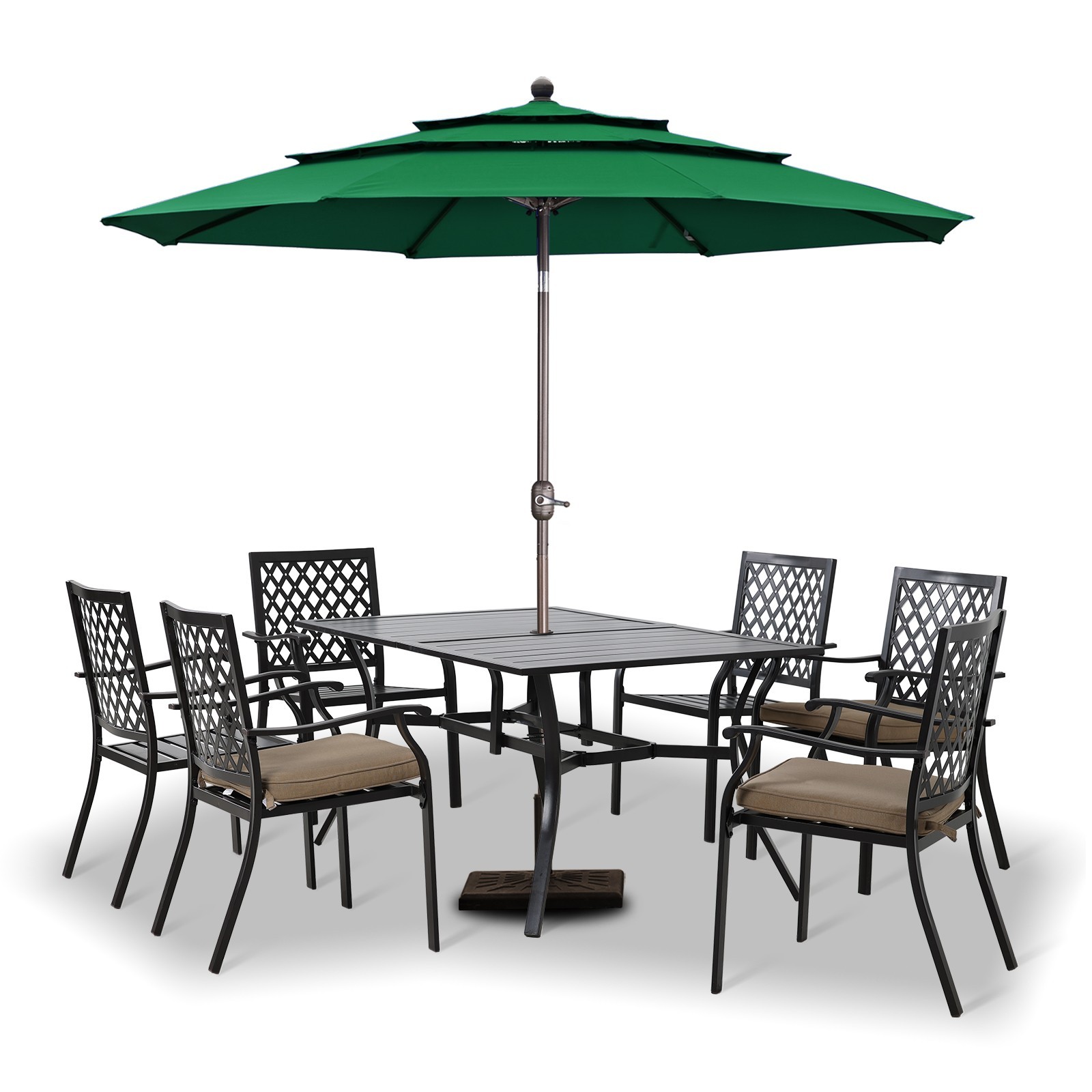 10ft Patio Umbrella Dining Table Outdoor 3 Tier Market Umbrella with Crank gallery