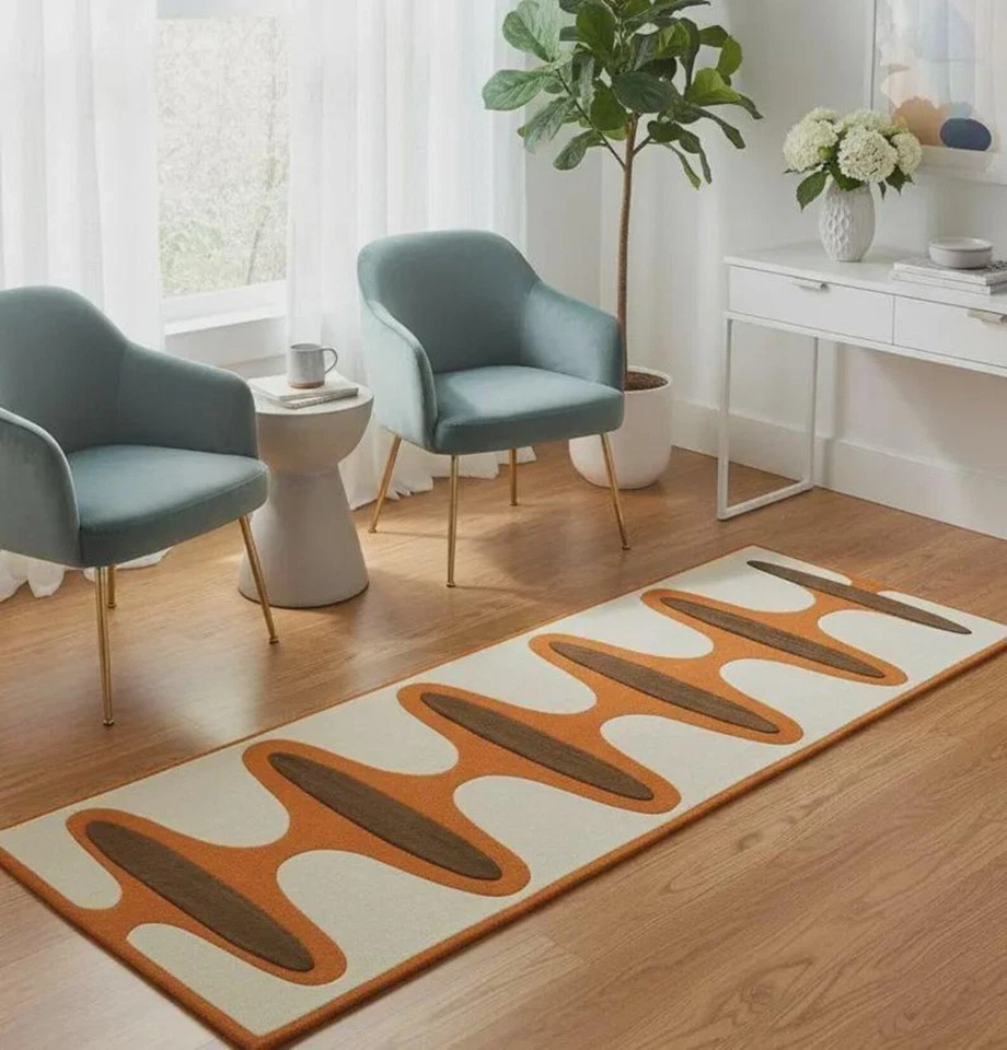 Hand Tufted Wool Runner Rug | Retro Wave, Mid-Century Modern gallery
