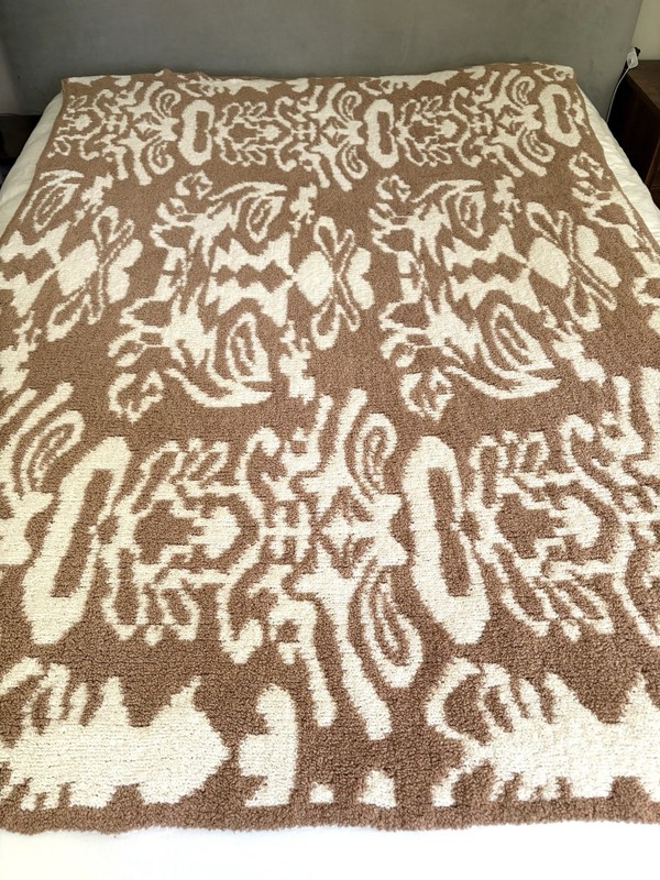 Kashwere Damask Chenilla Cloud™ Throw Blanket Wheat White Retail $194 gallery