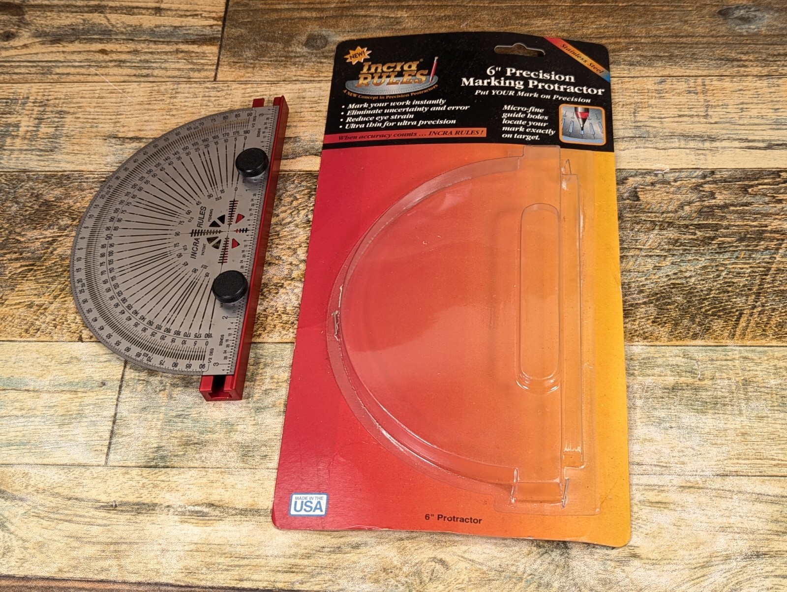 Vintage INCRA RULES 6" Precision Marking Protractor PROTRAC06 Made In USA gallery
