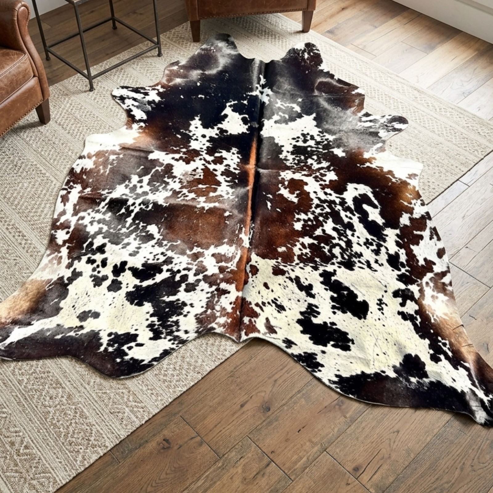 Genuine Brown White Cowhide Rug Real Brazilian Hair On Cowhide Leather Rug gallery