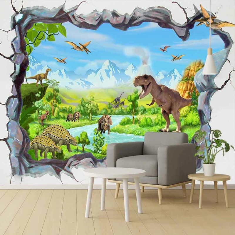 Dinosaurs Open Mouth 3D Full Wall Mural Photo Wallpaper Printing Home Kids Decor gallery