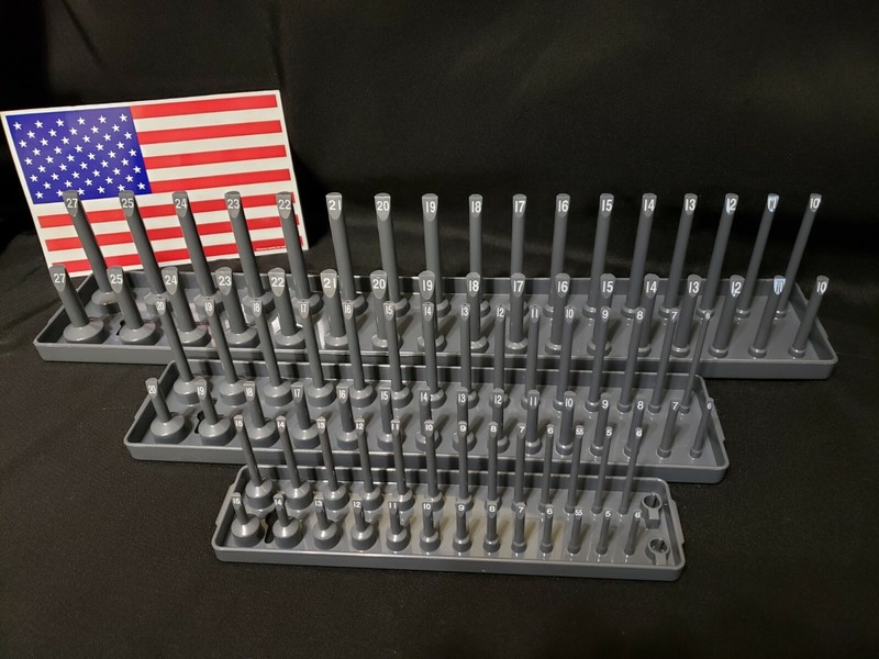 Hansen 6 Pc Socket Organizers Tool Rack Holders 1/4" 3/8" 1/2" Orange&Grey - USA gallery