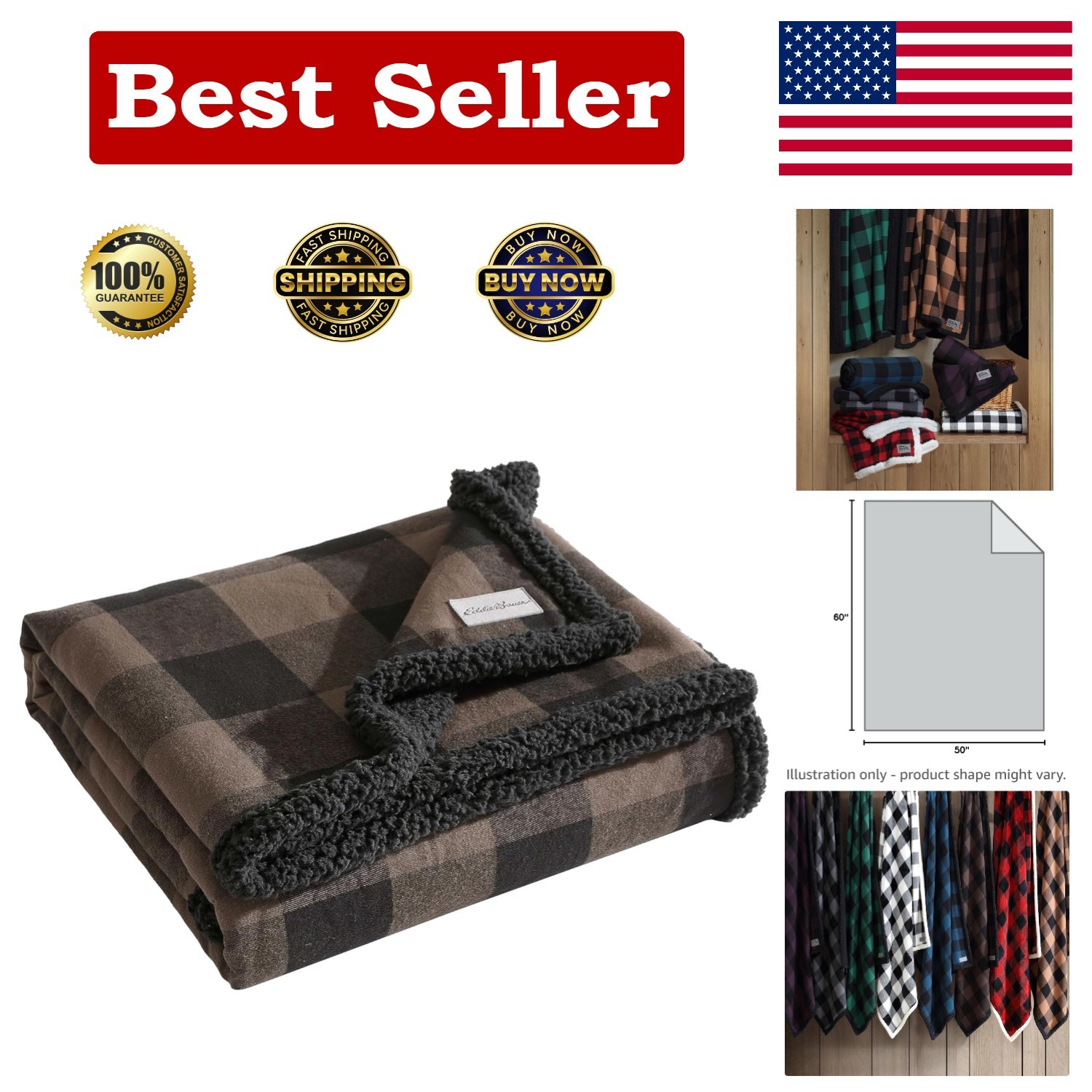 Eddie Bauer - Throw Blanket, Super Soft Reversible Sherpa Flannel Bedding, Ideal gallery