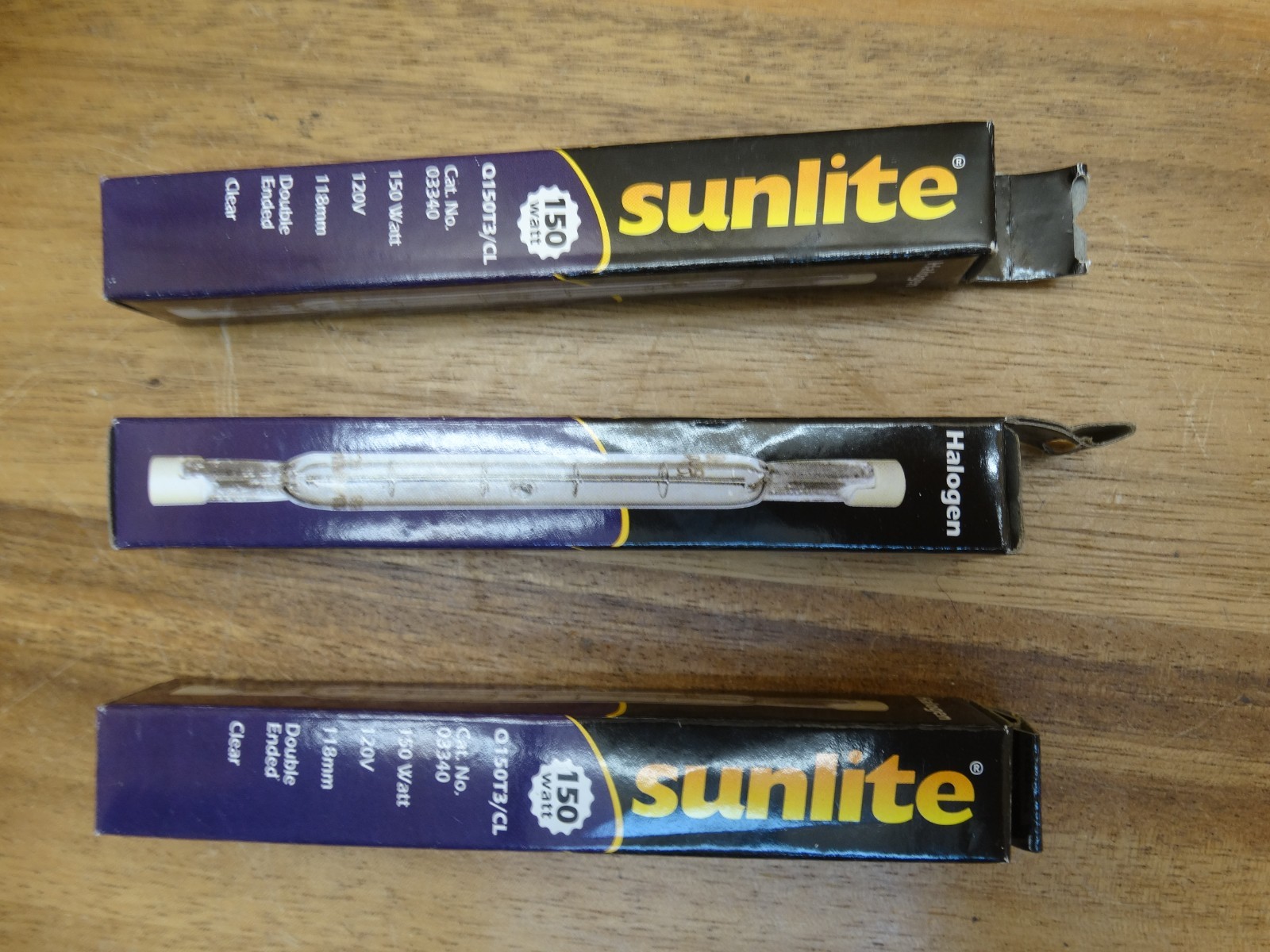 (3) Sunlite 150W 120V Halogen Light Bulbs Clear Double Ended Q150T3/CL gallery