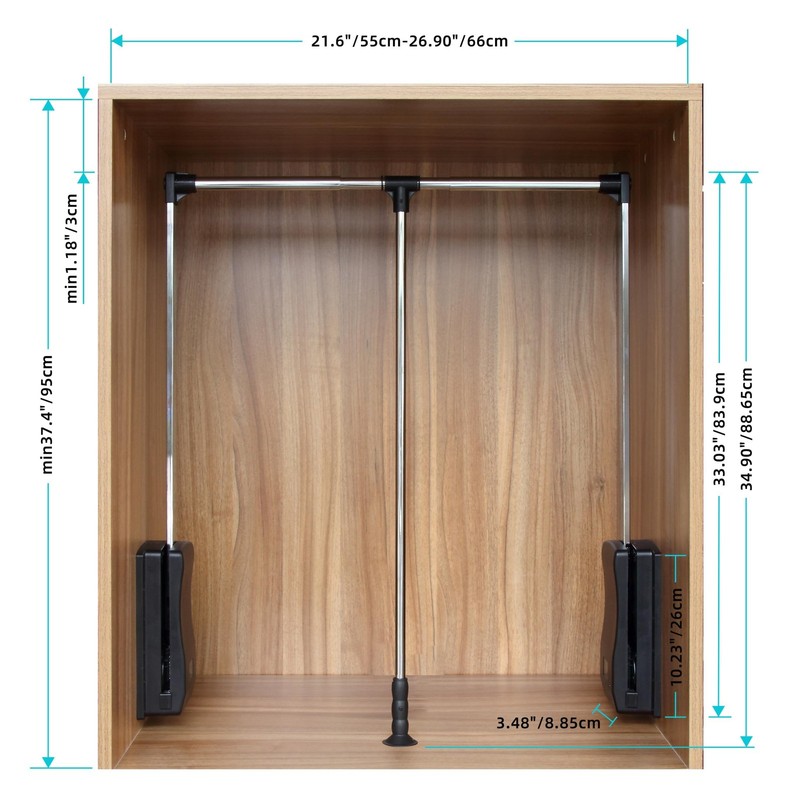 Pull Down Closet Rod 21"26", Adjustable Side Mounted Closet for Kitchen Bedro... gallery
