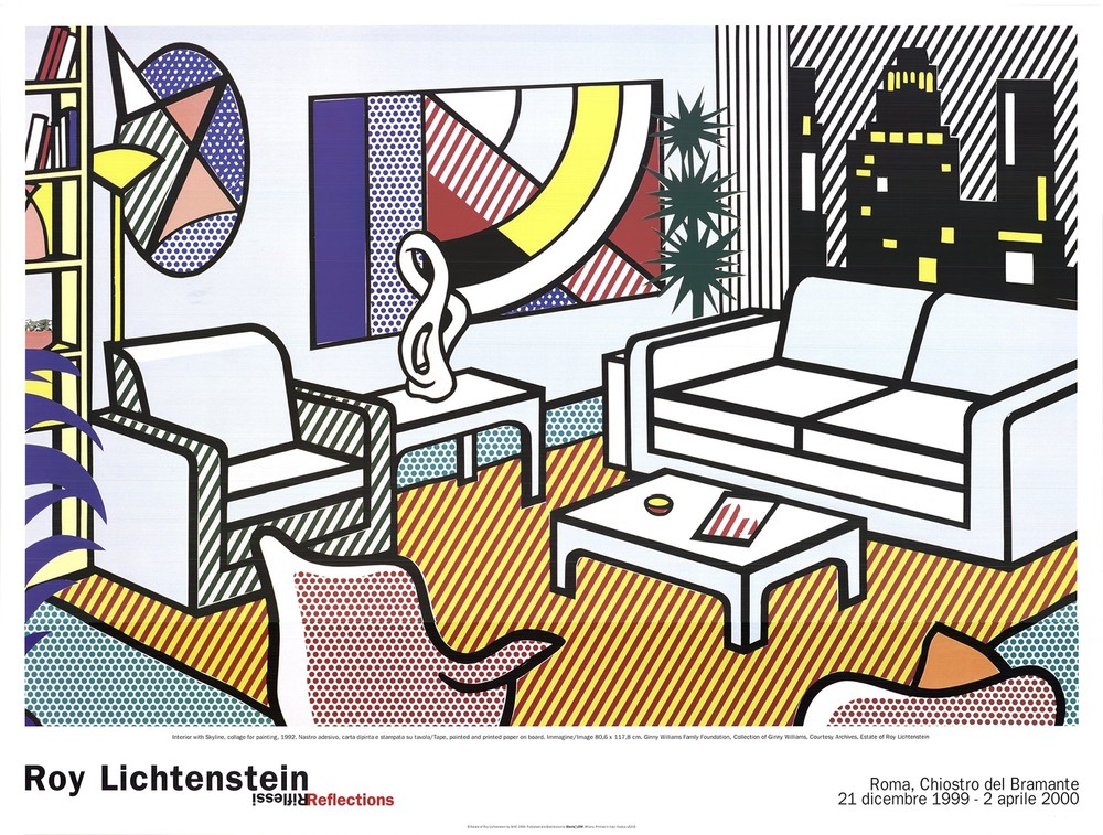 ROY LICHTENSTEIN Interior with Skyline, Collage for Painting 38.5" x 51.25" Post