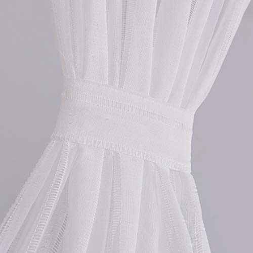 Sidelight Door Panel Striped Semi Sheer White 30"W x 40"L (Pack of 2) Stripes gallery