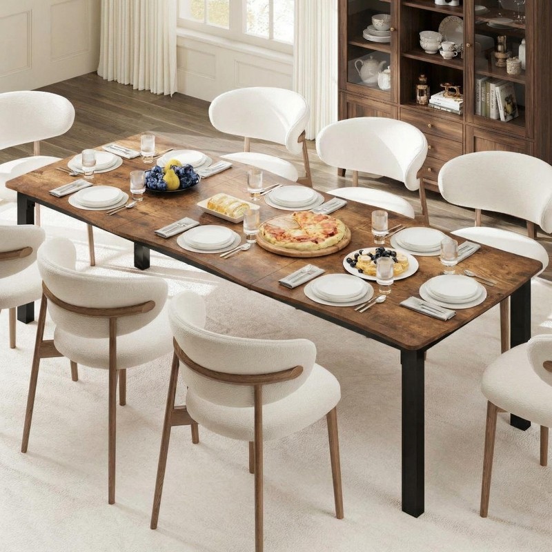 71/79'' Rectangular MDF Top 15mm Thick Irregular Edge Dining Table for Kitchen gallery