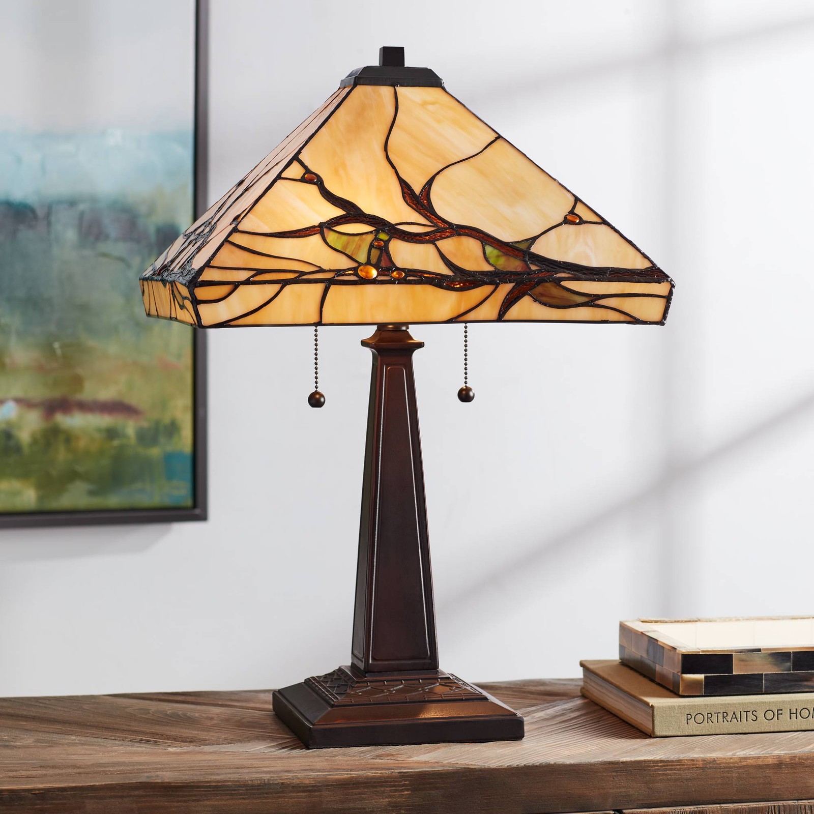 Budding Branch Tiffany Style Table Lamp 24" High Bronze with Dimmer for Bedroom gallery