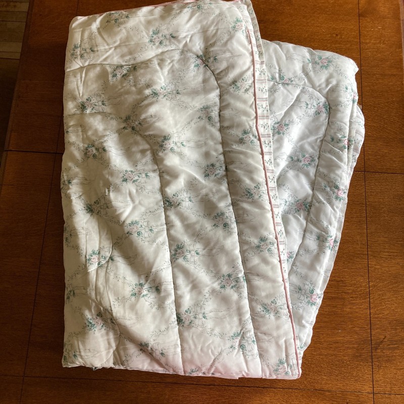 Full Size Comforter Reversible 2 Ruffle Pillow Shams Pink Rose Bows Cottage Core gallery