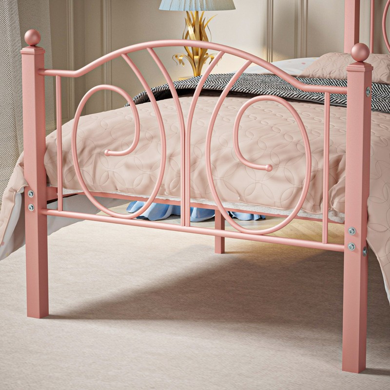 Twin Size Metal Platform Bed Frame with Headboard Footboard for Kids Small Room gallery