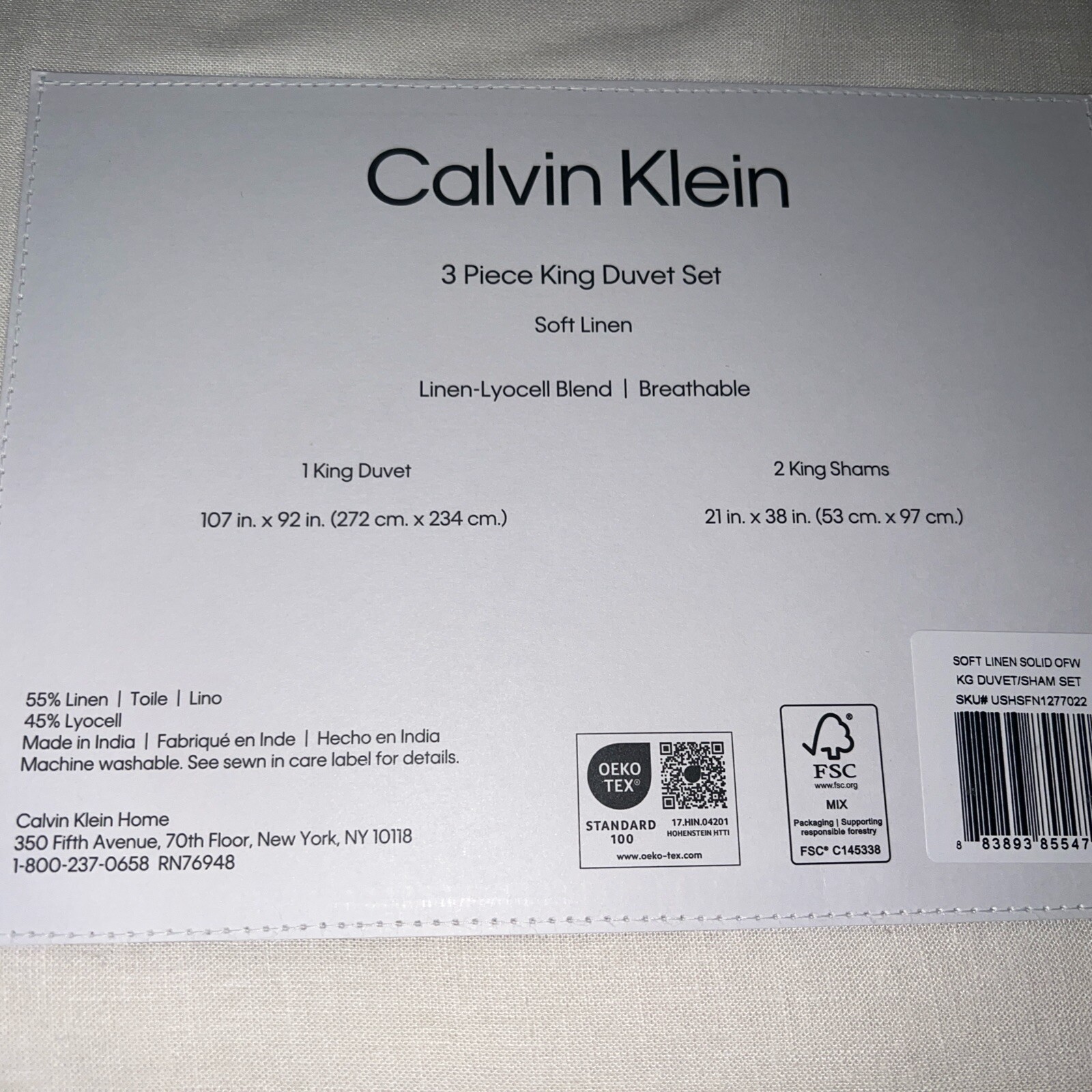 Calvin Klein King Duvet Set Linen Ivory India New gallery
