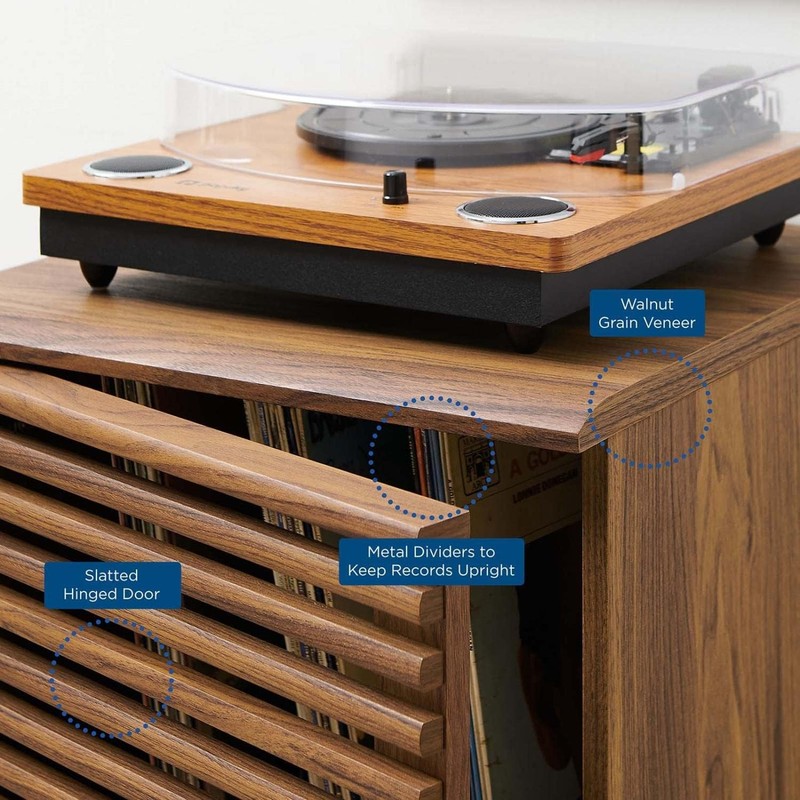 Modway Render Mid-Century Modern 19 Vinyl Record Display Stand In Walnut 19 gallery