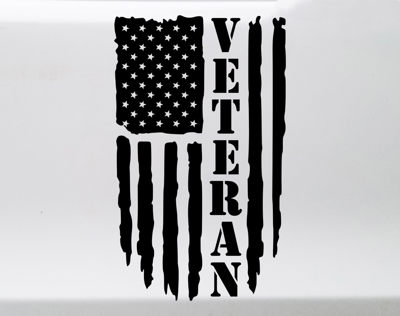 Distressed US Flag Veteran V2 Vinyl Decal – Military Patriotic Sticker gallery