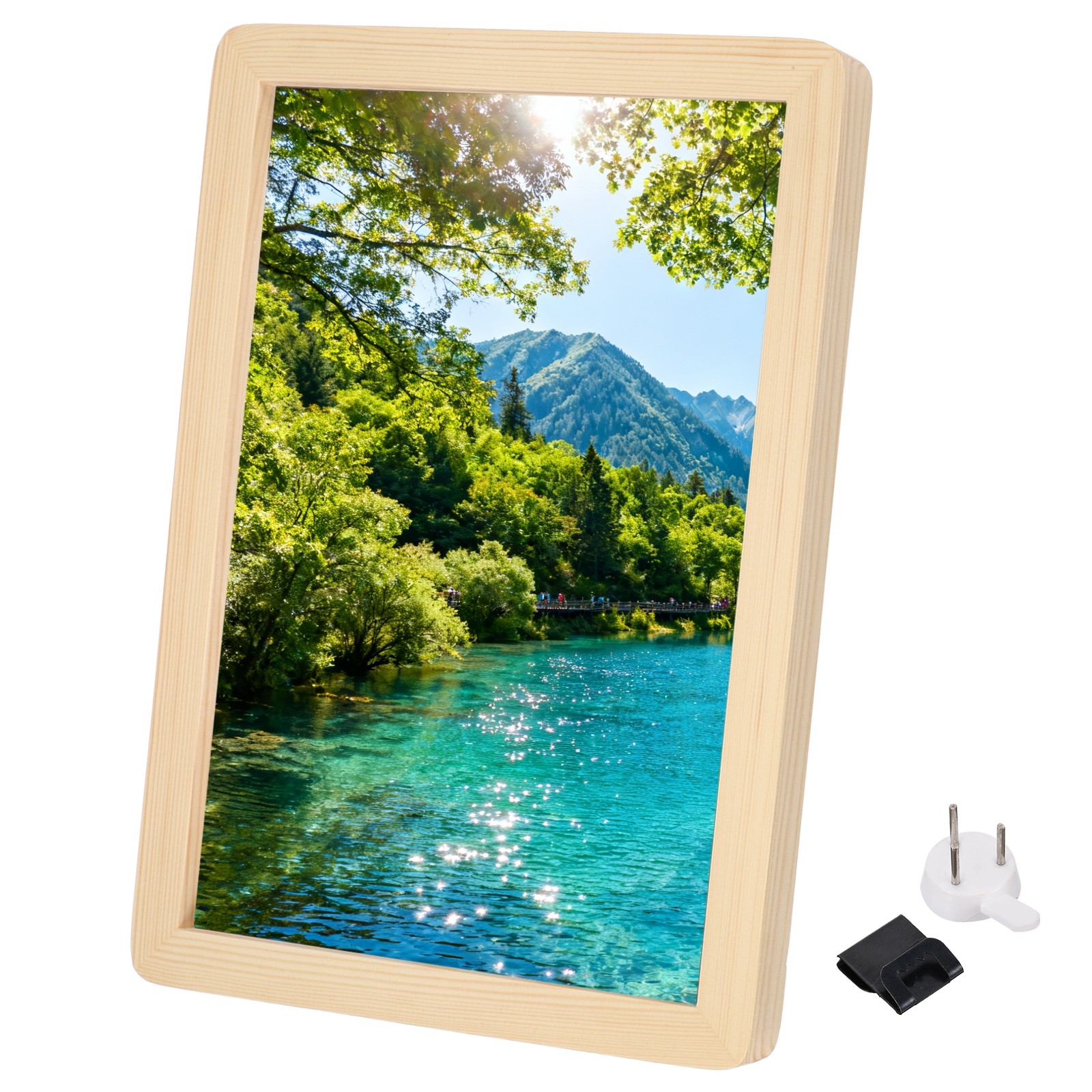 13x9.5" Natural Wood Color Rectangle Wood Photo Frame Rounded Corner Design gallery