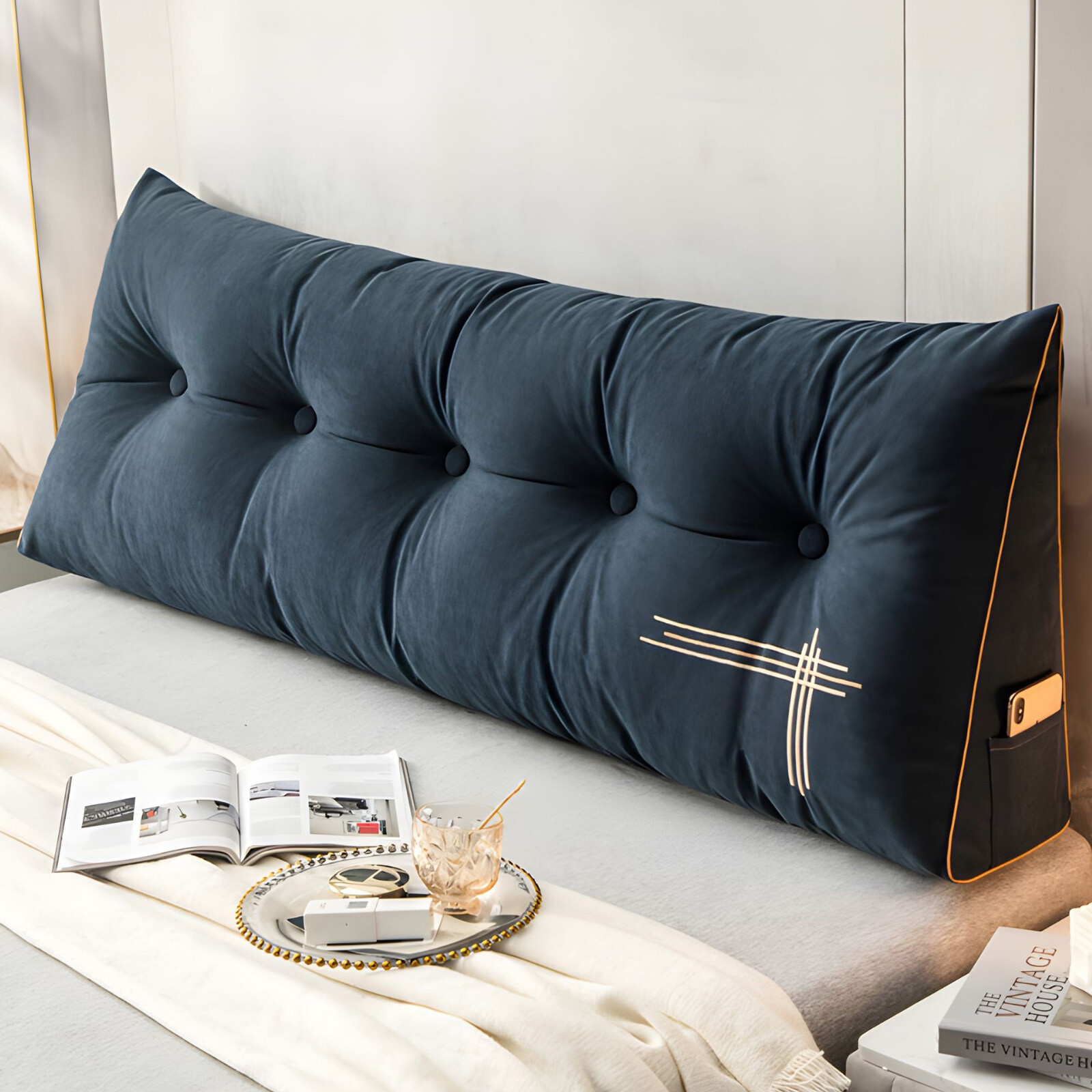 Triangle Headboard Pillow Full Filling Backrest Positioning Support Wedge Pillow gallery
