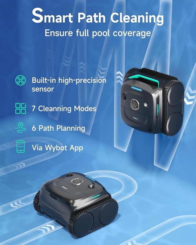 WYBOT C2 Robotic Pool Cleaner, Cordless Pool Vacuum for Inground Pools gallery