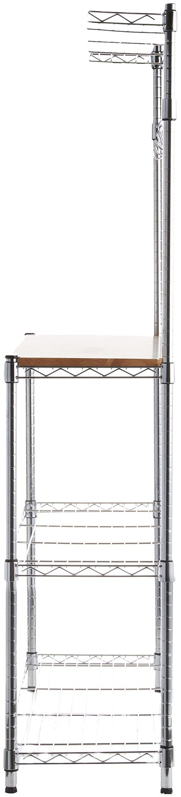 3 Tier Kitchen Bakers Rack with Storage, Removeable Top, Wood/Chrome, 14 D x gallery