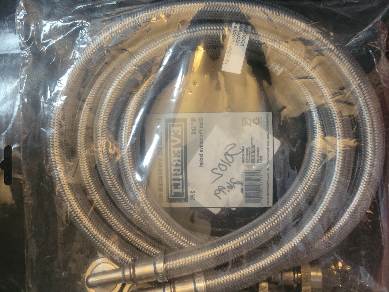 2 Everbilt Stainless Washing Machine Hoses 4 Ft 90 Degree End gallery