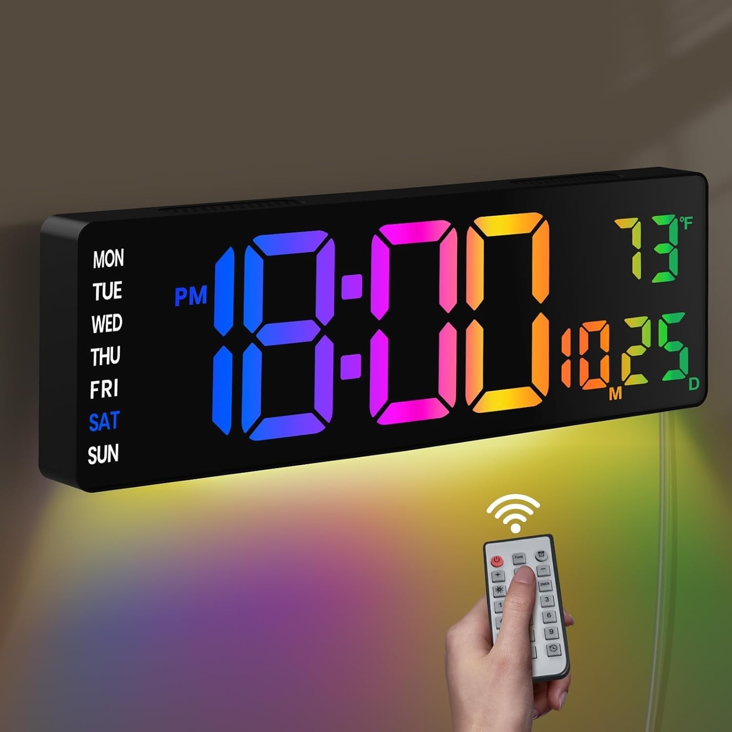 "Large Digital Wall Clock with Remote Control, 12 Inch LED Large Display Count.. gallery