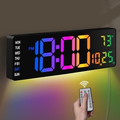 “Large Digital Wall Clock with Remote Control, 12 Inch LED Large Display Count..