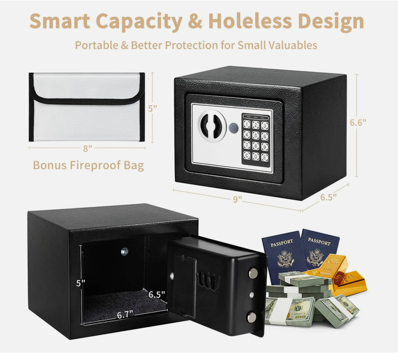 Digital Safe Box fireproof Security lock box for Home Office Cash Jewelry Gun gallery
