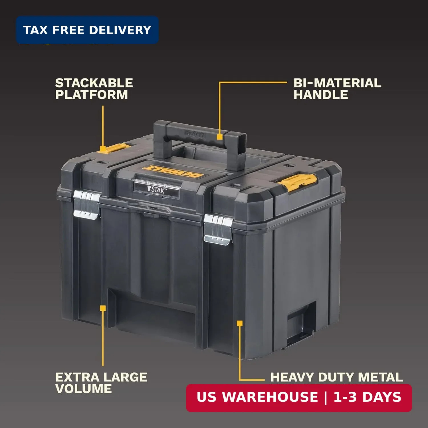 DEWALT TSTAK Tool Box, Extra Large Design, Removable Tray for Easy Access to Too gallery