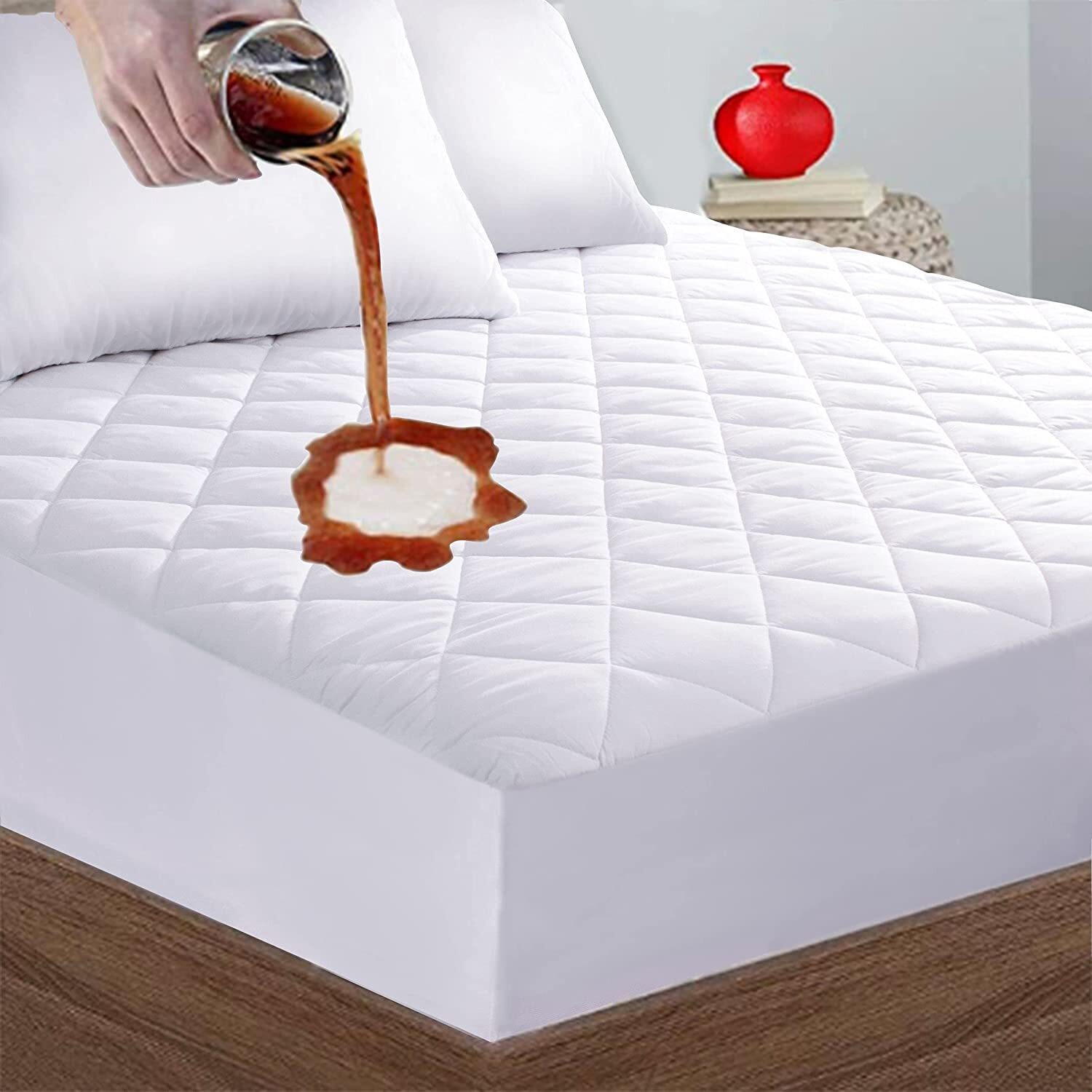Quilted Fitted Mattress Pad Cover Waterproof Mattress Protector, 21" Deep Pocket gallery